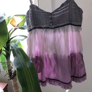 Distressed Dyed Tanktop with Pockets- Purple